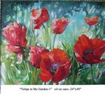 Tulips in My Garden-1, Oil on Canvas